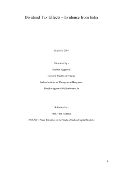 Dividend Tax Effects &ndash; Evidence from India