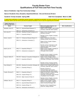 Faculty Roster Form Qualifications of FullTime and PartTime Faculty