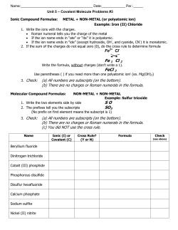 Unit 5 Covalent Molecule Problems #3