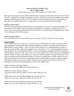 Augusta University Writing Center MLA Citation Guide All