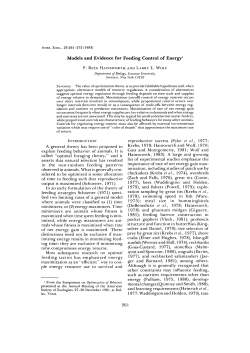 Models and Evidence for Feeding Control of