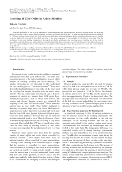 Leaching of Zinc Oxide in Acidic Solution