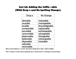 Sort 20: Adding the Suffix &ndash;able (With Drop e and No Spelling