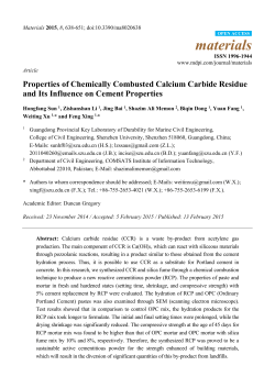 Properties of Chemically Combusted Calcium Carbide Residue and