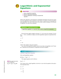 Logarithmic and Exponential Equations