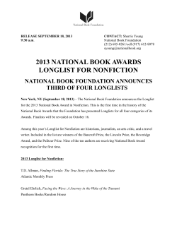 Press Release: 2013 National Book Awards Longlist For Nonfiction