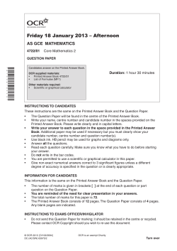 Question paper - Unit 4722/01 - Core mathematics 2
