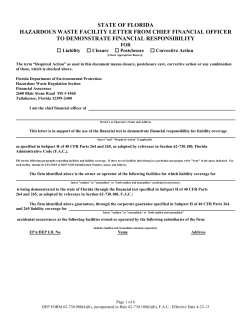 Hazardous Waste Facility Letter from Chief Financial Officer to