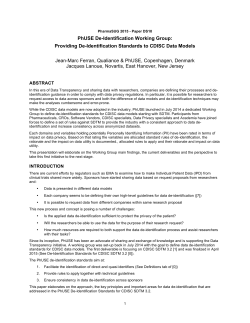 PhUSE De-Identification Working Group: Providing