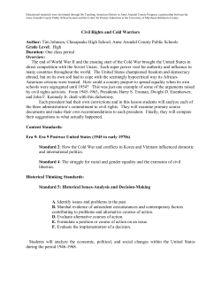 Civil Rights and Cold Warriors Author: Tim Johnson, Chesapeake