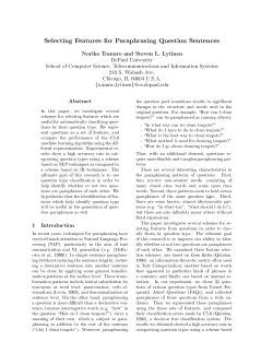Selecting Features for Paraphrasing Question Sentences