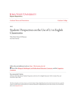 Students` Perspectives on the Use of L1 in English Classrooms