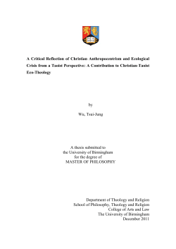 A critical reflection of Christian anthropocentrism and ecological