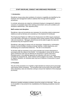 STAFF DISCIPLINE, CONDUCT AND