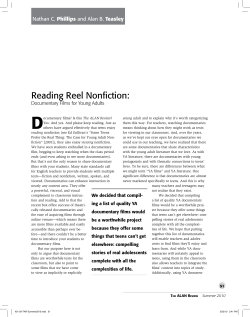 ALAN Review V37N3 - Reading Reel Nonfiction: Documentary