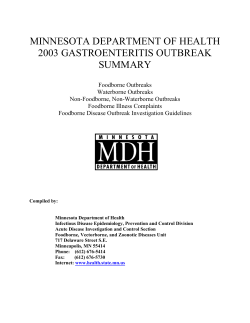 2003 Gastroenteritis Outbreak Summary