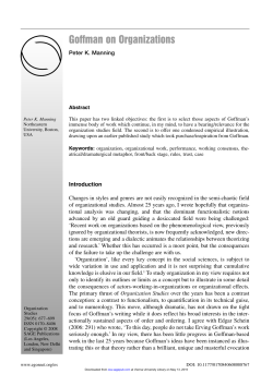 Goffman on Organizations - SEHITY.COM