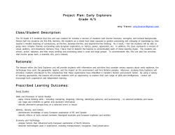 Project Plan: Early Explorers Grade 4/5 Class/Student Description