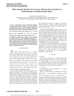 Time Constant of Heart Rate Recovery after Low Level Exercise As
