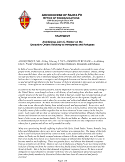 Archbishop John C. Wester on the Executive Orders Relating to