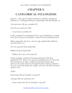 CHAPTER X CATEGORICAL SYLLOGISMS