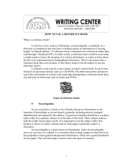 1 HOW TO USE A REFERENCE BOOK What is a reference book? A