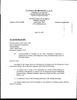 Application for Orders Setting Hearing on Liquidation of Reciprocal