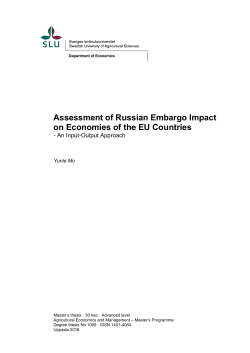 Assessment of Russian Embargo Impact on Economies of the