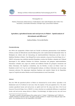 Agriculture, agricultural income and rural poverty in Malawi &ndash; Spatial