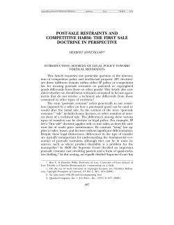 post-sale restraints and competitive harm: the first sale doctrine in