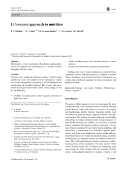 Life-course approach to nutrition - National Osteoporosis Foundation