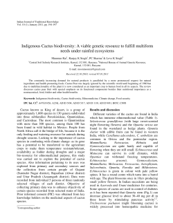 Indigenous Cactus biodiversity: A viable genetic resource to