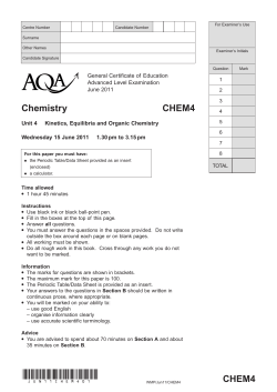 A-level Chemistry Question Paper Unit 04 - Kinetics