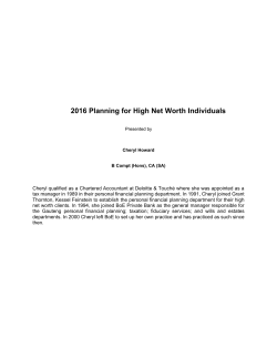 2016 Planning for High Net Worth Individuals