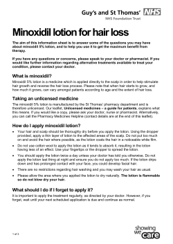 Minoxidil lotion for hair loss - Guy`s and St Thomas` NHS Foundation