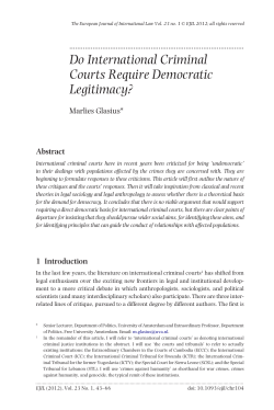 Do International Criminal Courts Require Democratic Legitimacy?