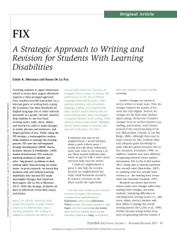 A Strategic Approach to Writing and Revision for Students With