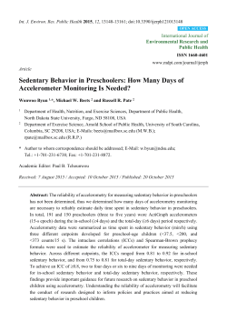 Sedentary Behavior in Preschoolers: How Many Days of