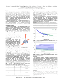 Contact Pressure and Sliding Velocity Dependency of the