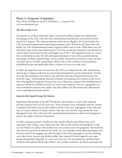 Plessy vs. Ferguson: A Summary - Baltimore Urban Debate League