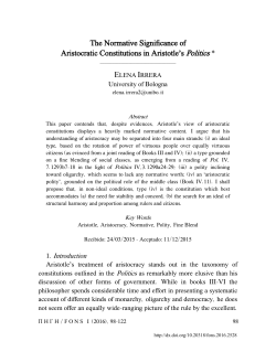 The Normative Significance of Aristocratic Constitutions in Aristotle`s