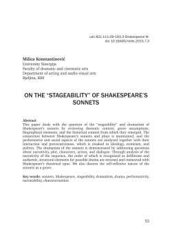 ON THE &ldquo;STAGEABILITY&rdquo; OF SHAKESPEARE`S SONNETS