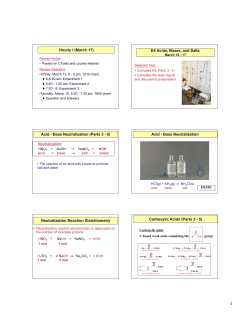 Hourly I (March 17) E4 Acids, Bases, and Salts Session two: Acid