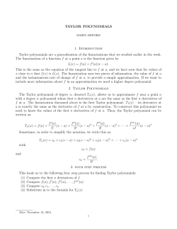 Taylor Polynomials - Dartmouth Math Home