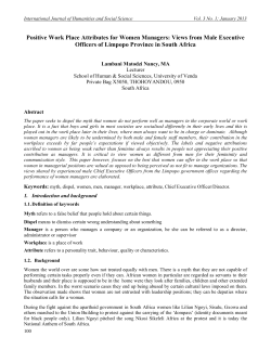 Positive Work Place Attributes for Women Managers: Views from