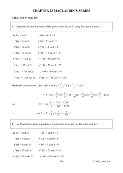 CHAPTER 23 MACLAURIN`S SERIES