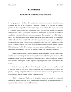 Experiment 5 &mdash; Acid-Base Chemistry and Extraction