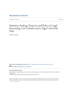 Statutory Analogy, Purpose, and Policy in Legal Reasoning: Live