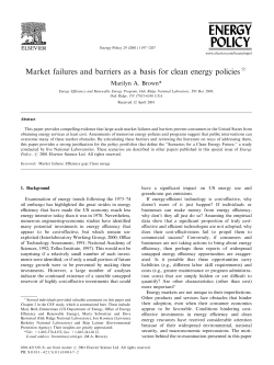 Market failures and barriers as a basis for clean energy policies