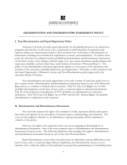 discrimination and discriminatory harassment policy